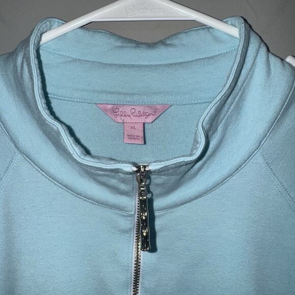 Lilly Pulitzer Light aqua Blue popover Sweatshirt with Lace Detail XL - Picture 5 of 7